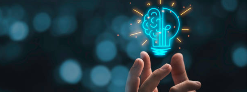 5 Motivos Para Sua Empresa Ter um Site 1 Ilustração de uma lâmpada com um cérebro no interior, simbolizando criatividade e boas ideias